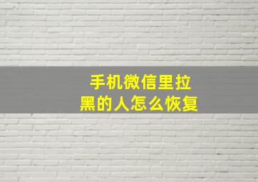 手机微信里拉黑的人怎么恢复