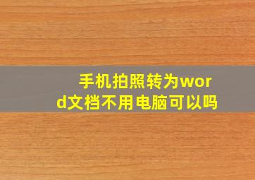 手机拍照转为word文档不用电脑可以吗