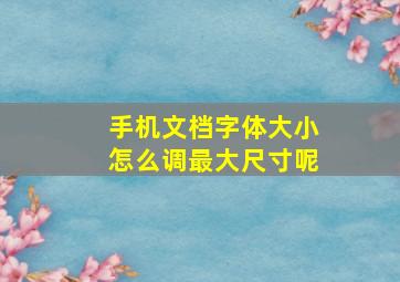 手机文档字体大小怎么调最大尺寸呢