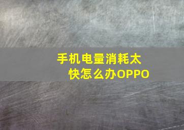 手机电量消耗太快怎么办OPPO