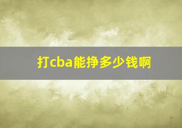 打cba能挣多少钱啊