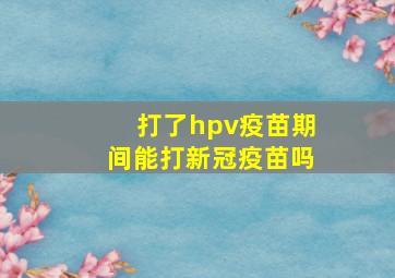 打了hpv疫苗期间能打新冠疫苗吗