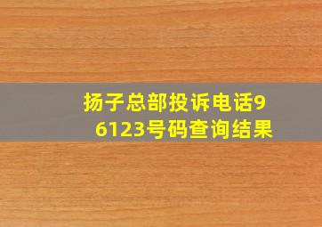 扬子总部投诉电话96123号码查询结果