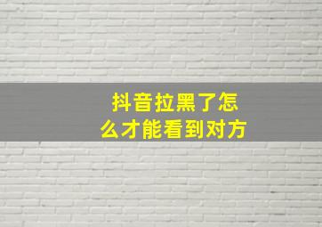 抖音拉黑了怎么才能看到对方