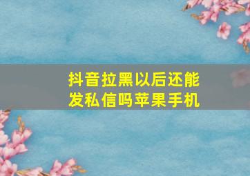 抖音拉黑以后还能发私信吗苹果手机