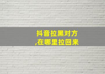 抖音拉黑对方,在哪里拉回来