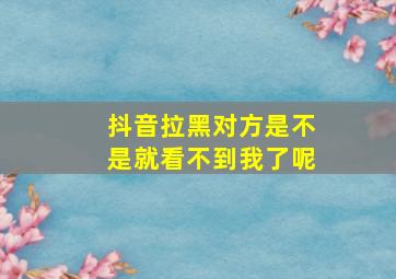 抖音拉黑对方是不是就看不到我了呢