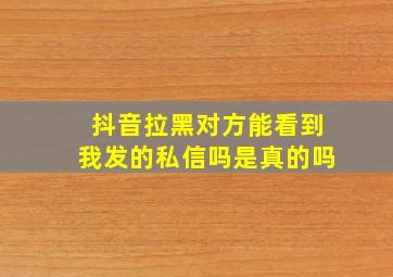 抖音拉黑对方能看到我发的私信吗是真的吗