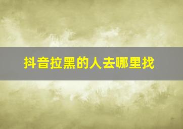 抖音拉黑的人去哪里找