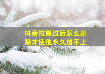 抖音拉黑过后怎么删除才使他永久加不上