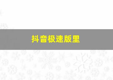 抖音极速版里