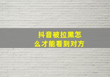 抖音被拉黑怎么才能看到对方