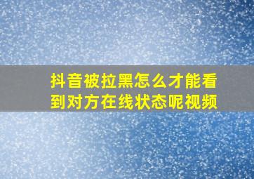 抖音被拉黑怎么才能看到对方在线状态呢视频