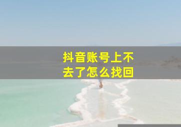 抖音账号上不去了怎么找回