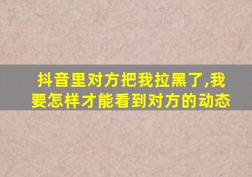 抖音里对方把我拉黑了,我要怎样才能看到对方的动态