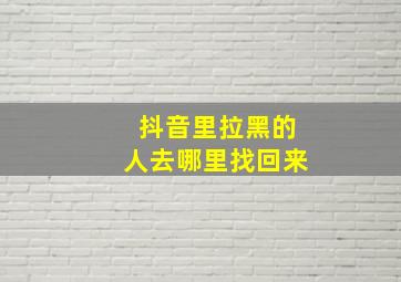 抖音里拉黑的人去哪里找回来