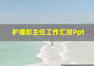 护理部主任工作汇报Ppt