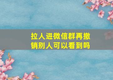 拉人进微信群再撤销别人可以看到吗