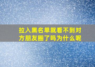 拉入黑名单就看不到对方朋友圈了吗为什么呢