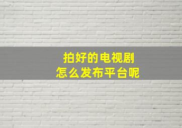 拍好的电视剧怎么发布平台呢