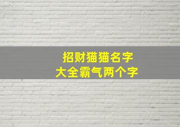 招财猫猫名字大全霸气两个字