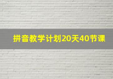 拼音教学计划20天40节课