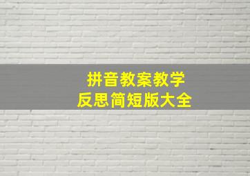 拼音教案教学反思简短版大全