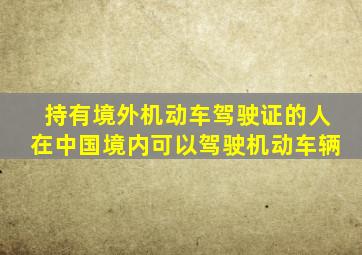 持有境外机动车驾驶证的人在中国境内可以驾驶机动车辆