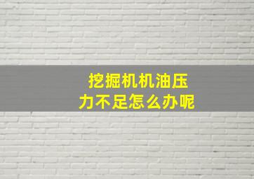 挖掘机机油压力不足怎么办呢