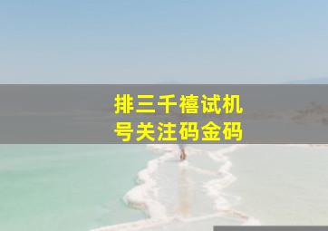 排三千禧试机号关注码金码