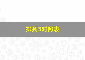 排列3对照表