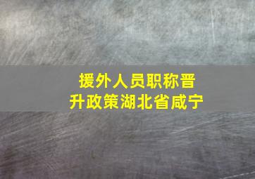 援外人员职称晋升政策湖北省咸宁