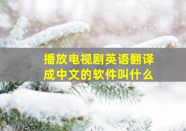 播放电视剧英语翻译成中文的软件叫什么