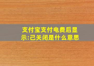 支付宝支付电费后显示:己关闭是什么意思