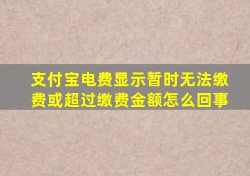 支付宝电费显示暂时无法缴费或超过缴费金额怎么回事