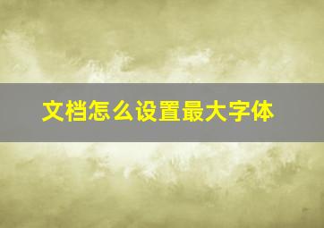 文档怎么设置最大字体