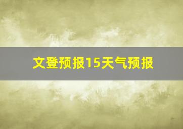 文登预报15天气预报