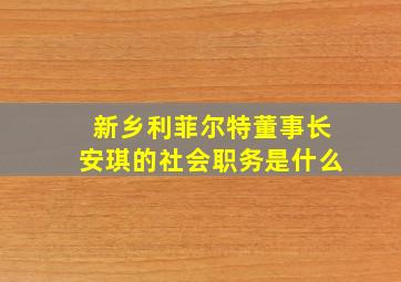 新乡利菲尔特董事长安琪的社会职务是什么