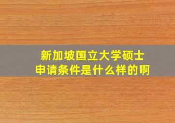 新加坡国立大学硕士申请条件是什么样的啊