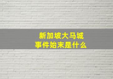 新加坡大马城事件始末是什么