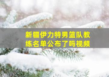 新疆伊力特男篮队教练名单公布了吗视频