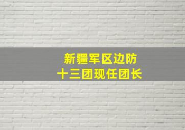 新疆军区边防十三团现任团长