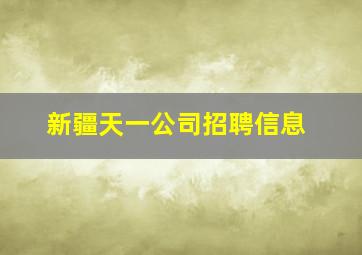 新疆天一公司招聘信息