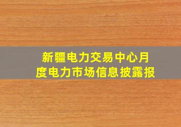 新疆电力交易中心月度电力市场信息披露报