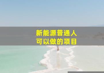 新能源普通人可以做的项目