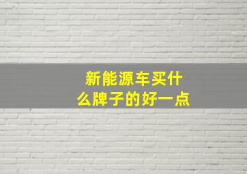 新能源车买什么牌子的好一点