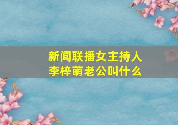 新闻联播女主持人李梓萌老公叫什么