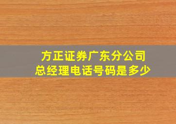 方正证券广东分公司总经理电话号码是多少