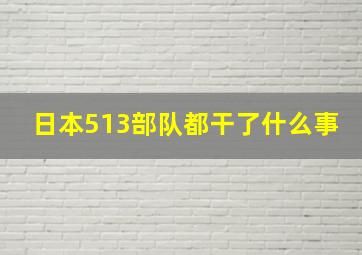 日本513部队都干了什么事