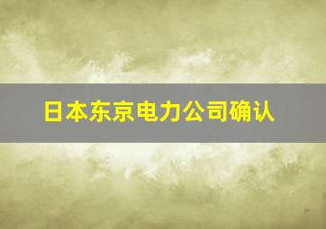 日本东京电力公司确认